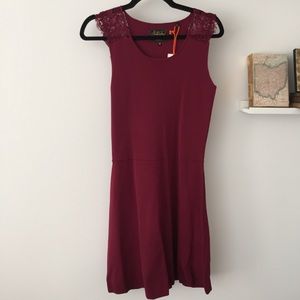 Superdry dark red summer dress with lace detail